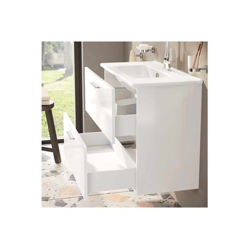 VİTRA MİA LAVABO DOLABI SETİ BEYAZ 80 CM