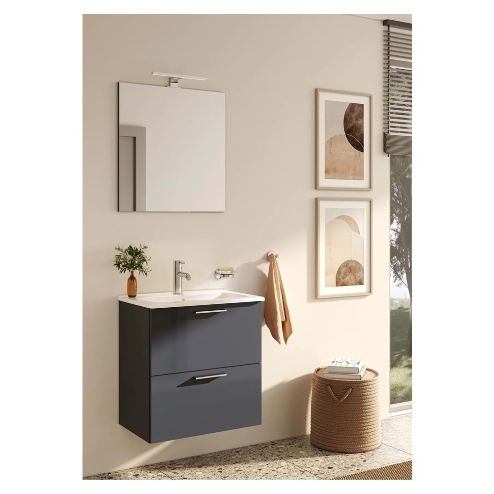 VİTRA MİA SET,LVD,AYNA,ÇEKMECELİ,60CM,ANTRASİT