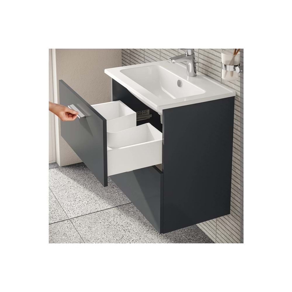 VİTRA MİA SET,LVD,AYNA,ÇEKMECELİ,60CM,ANTRASİT