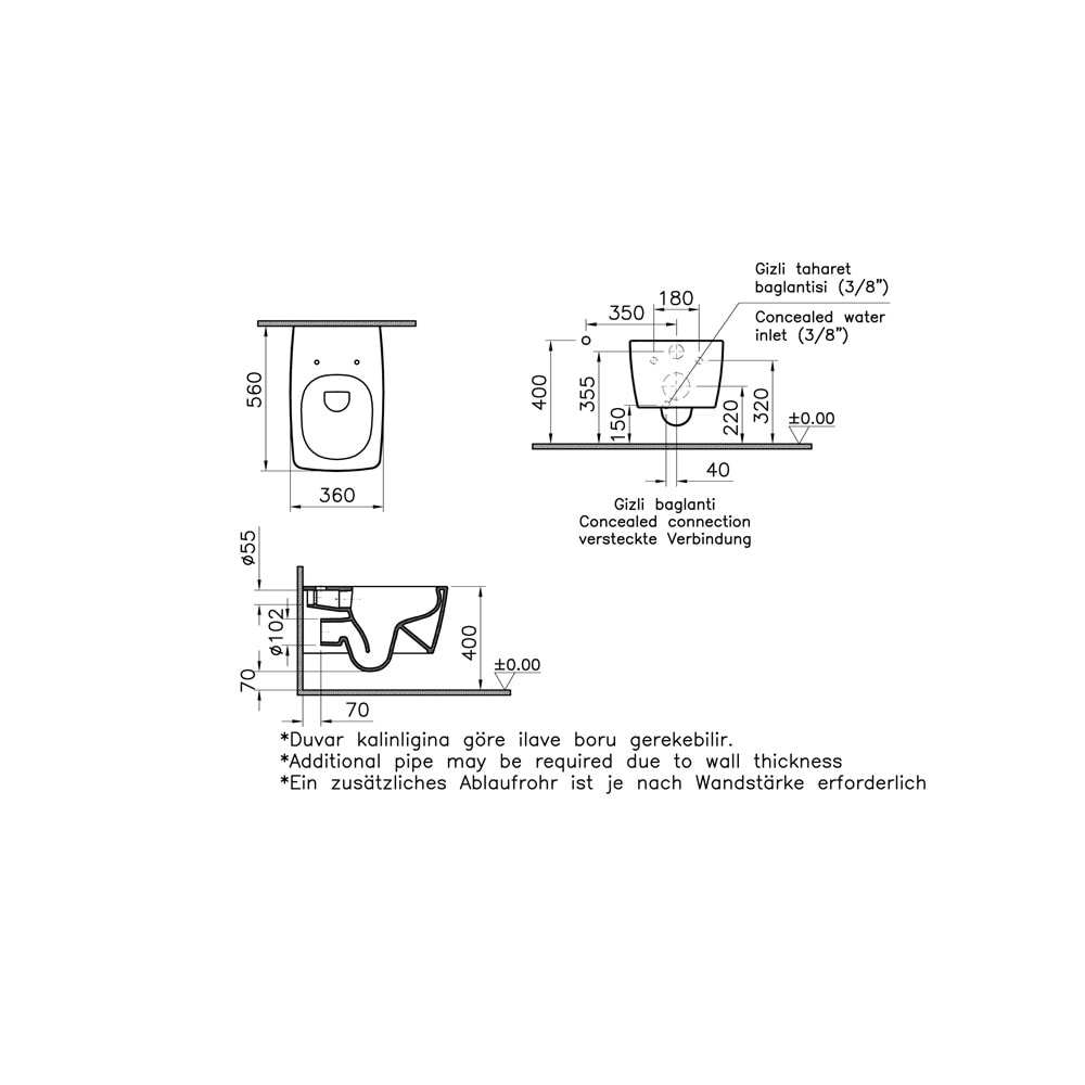 Vitra Metropole Rim-Ex Asma Klozet, 56Cm 7672B003-0559