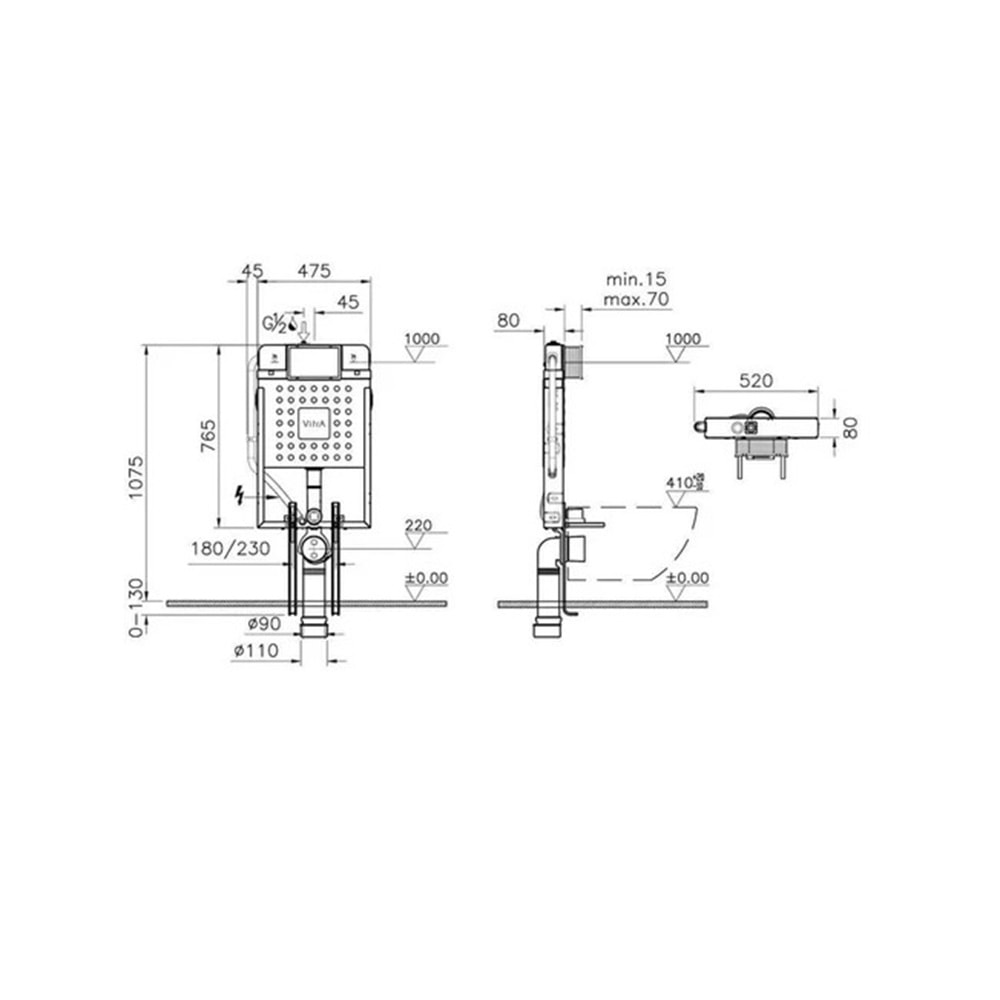VİTRA GÖMME REZERVUAR SET SİYAH