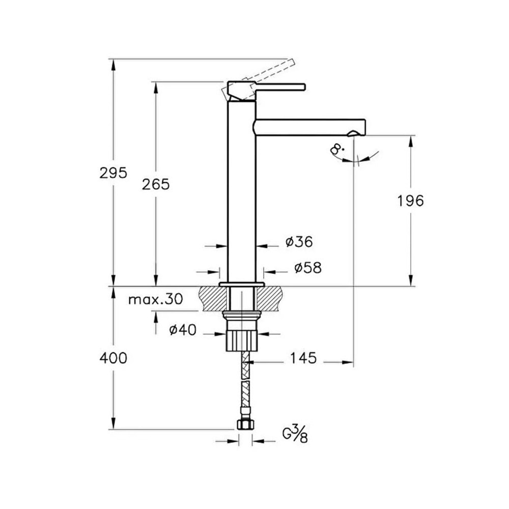 Vitra Origin Lavabo Bataryası Yüksek Fırça Nikel A4255734
