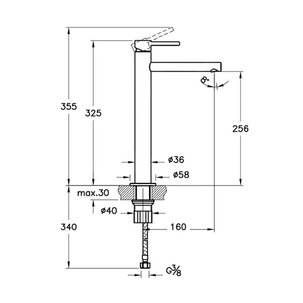 VİTRA ORİGİN YÜKSEK LAVABO BATARYASI - MAT SİYAH
