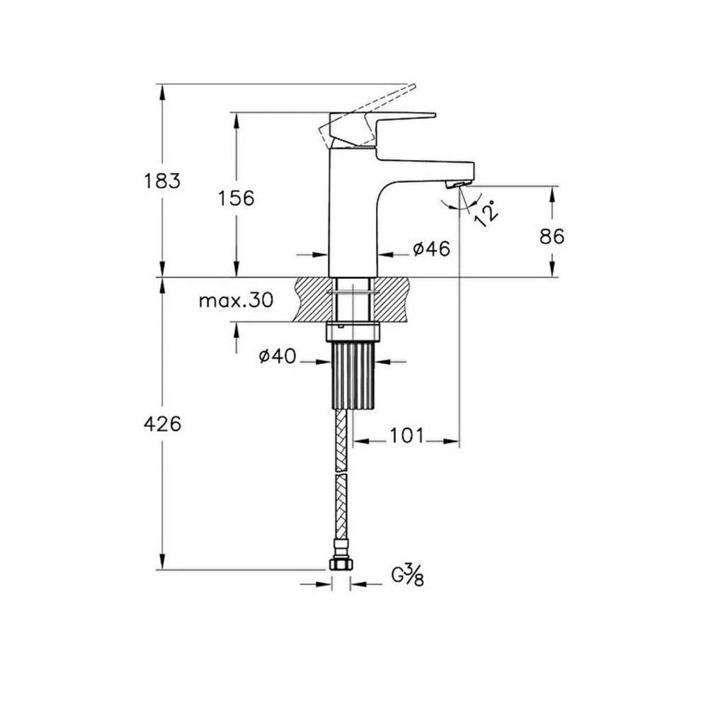 ARTEMA FLOW SQUARE LAVABO BATARYASI KROM MİDİUM