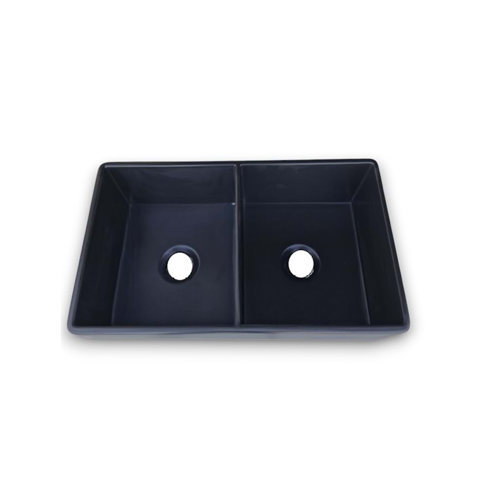 ROMA 33 SERAMİK MUTFAK EVİYESİ ÇİFT GÖZLÜ (50/50 ) SİYAH (838x508x255)