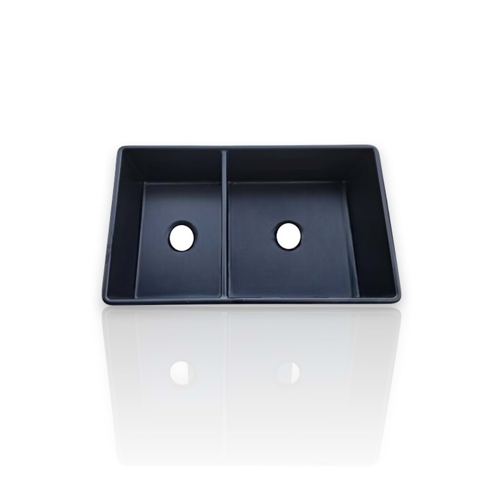 ROMA 33 SERAMİK MUTFAK EVİYESİ ÇİFT GÖZLÜ (40/60) SİYAH (835x498x255)