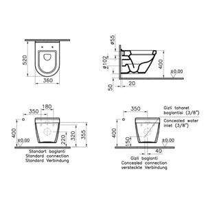 VİTRA S50 ASMA KLOZET BEYAZ