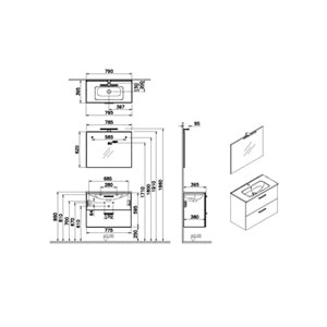 Vitra Mia Lavabo Dolabı Seti Antrasit 80Cm 75100