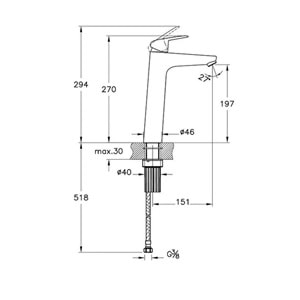 ARTEMA FLOW R XL YÜKSEK LAVABO BATARYASI KROM 27 CM