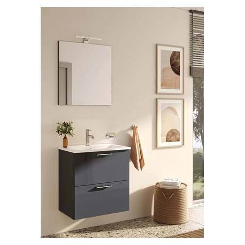 VİTRA MİA SET,LVD,AYNA,ÇEKMECELİ,60CM,ANTRASİT
