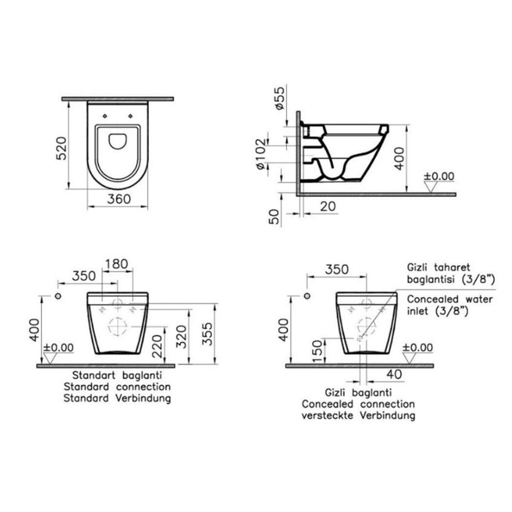 VİTRA S50 ASMA KLOZET BEYAZ