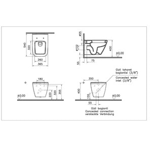 VİTRA İNTEGRA SQUARE RİMEX ASMA KLOZET BEYAZ 54 CM