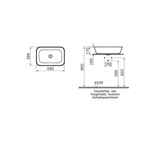 VİTRA GEO ÇANAK LAVABO 60 CM BEYAZ (su taşma delikli)