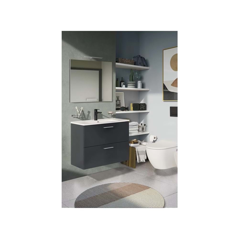 VİTRA MİA LAVABO DOLABI SETİ ANTRASİT 80CM