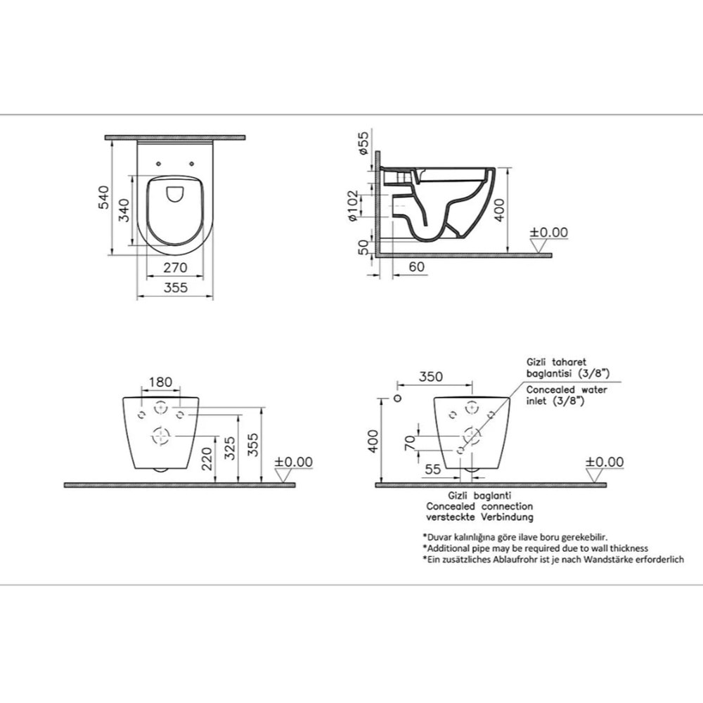 VİTRA S60 SMOOTHFLUSH ASMA KLOZET BEYAZ