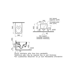 VİTRA METROPOLE SİYAH RİM-EX ASMA KLOZET, 56 CM