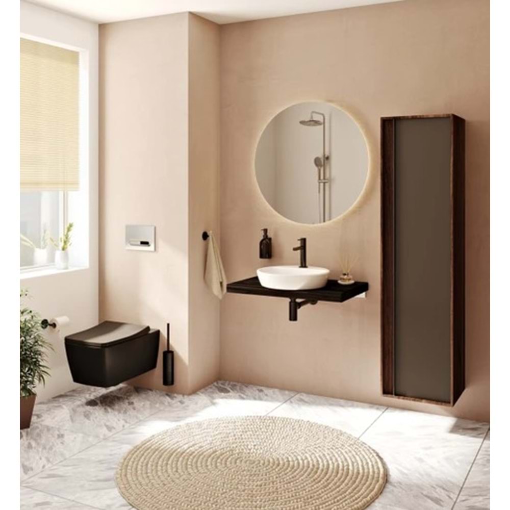 VİTRA METROPOLE SİYAH RİM-EX ASMA KLOZET, 56 CM