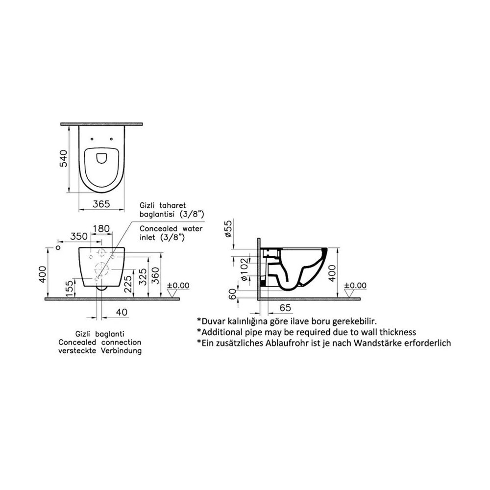 VİTRA SENTO RİM-EX ASMA KLOZET BEYAZ