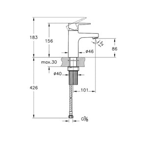 ARTEMA FLOW SQUARE LAVABO BATARYASI KROM MİDİUM
