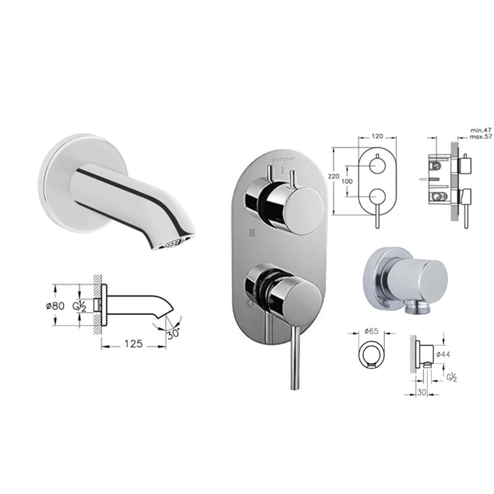 ARTEMA MİNİMAX S ANKASTRE BANYO SETİ (SNOW 3F)