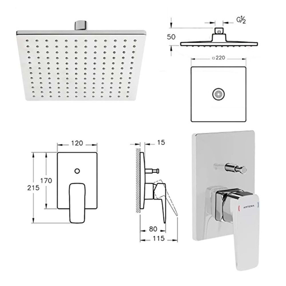 ARTEMA ROOT SQUARE ANK. BANYO SETİ RAİN Q