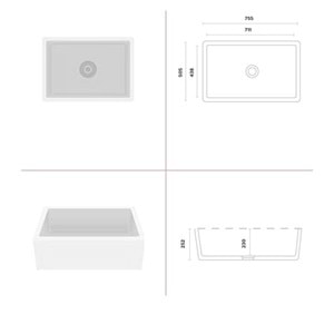 ROMA 30 SERAMİK MUTFAK EVİYESİ SİYAH (755x505x252)