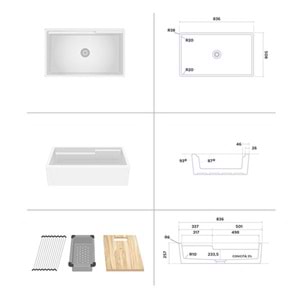 CHELSEA SERAMİK MUTFAK EVİYESİ BEYAZ (836x508X257)