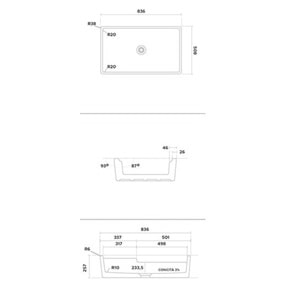 CHELSEA SERAMİK MUTFAK EVİYESİ BEYAZ (836x508X257)